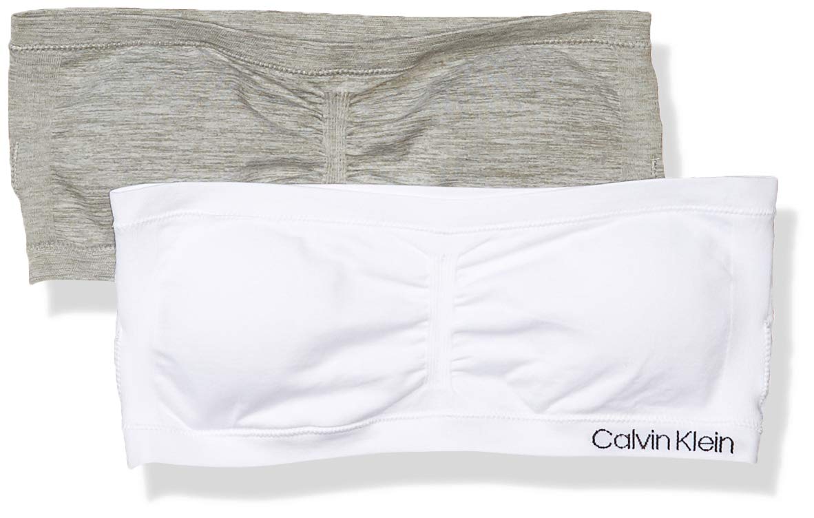 Sujetador Tipo Bandeau Calvin Klein Para Niñas, Blanco/gris Jaspeado, Paquete De 2 Unidades, Xl - Venta Internacional.