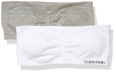 Foto 1 | Sujetador Tipo Bandeau Calvin Klein Para Niñas, Blanco/gris Jaspeado, Paquete De 2 Unidades, Xl - Venta Internacional.