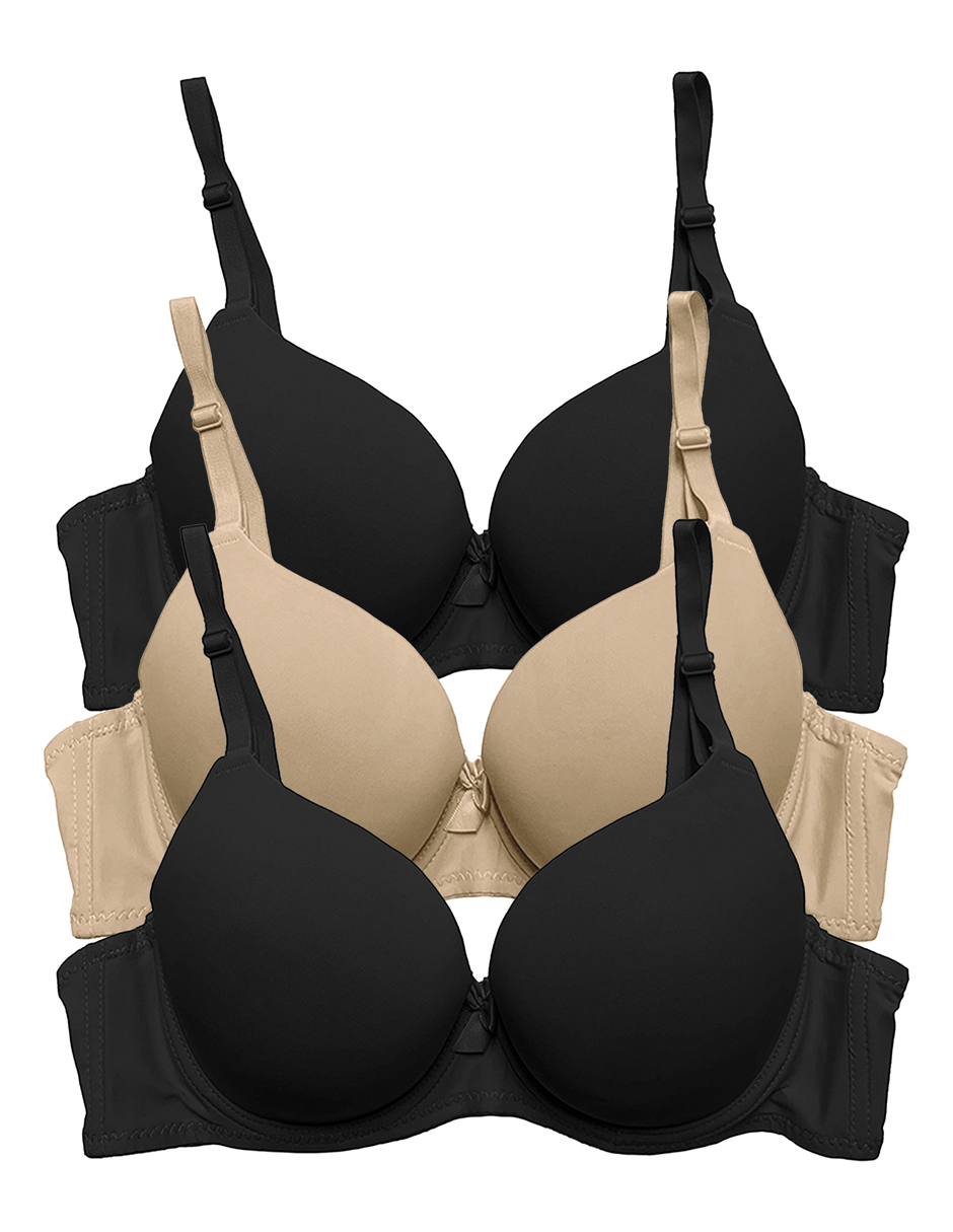 Foto 3 pulgar | Brasier Doble Push Up Tatys Fashion, Aumenta Hasta Dos Tallas, Pack Con 3 Bras