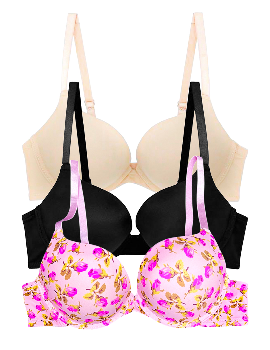 Foto 3 pulgar | Brasier Doble Push Up Tatys Fashion, Aumenta Hasta Dos Tallas, Pack Con 3 Bras