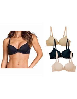 Foto 1 | Paquete De 3 Brasieres Doble Push Up Tatys Fashion Con 3 Diferentes Colores Aumenta Hasta 2 Tallas