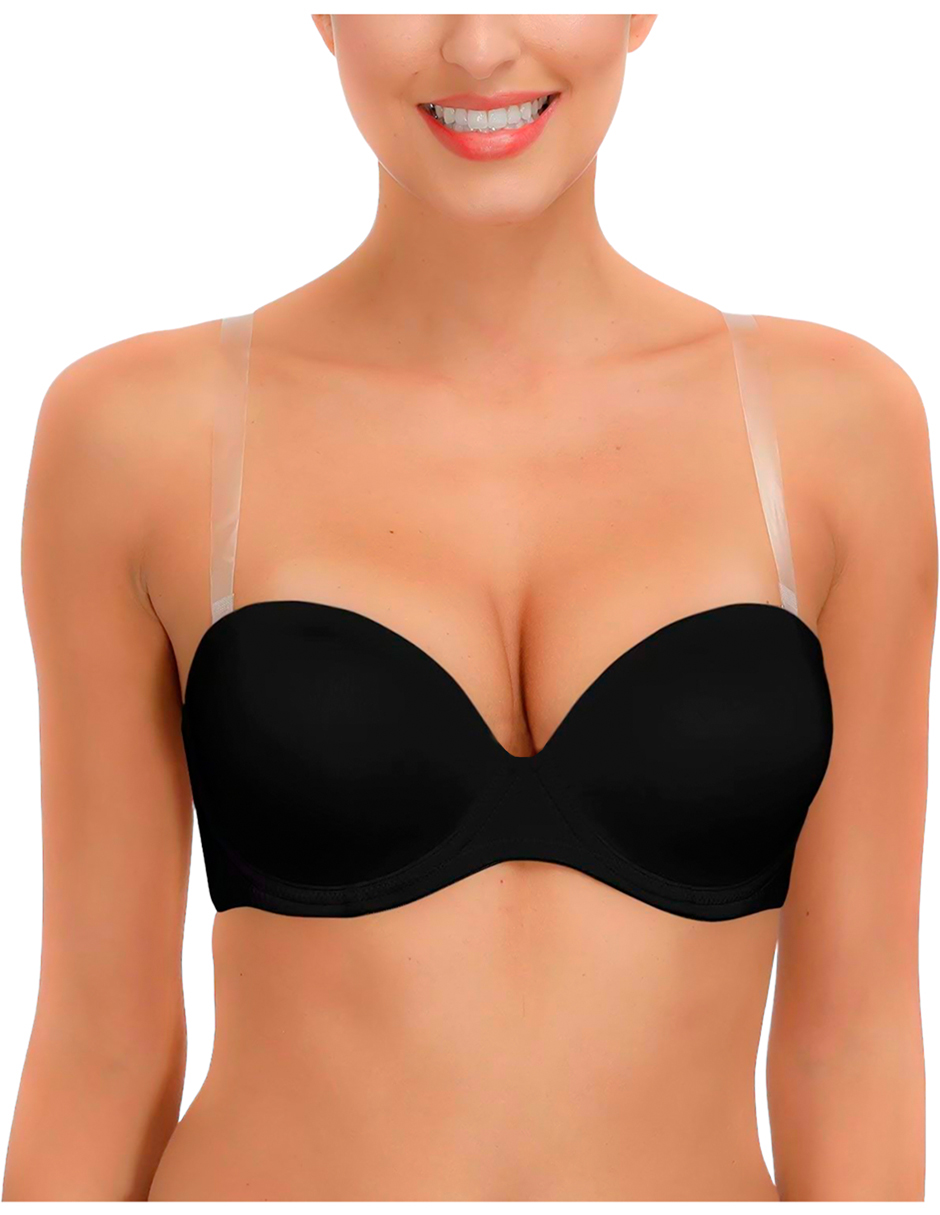 Foto 3 pulgar | Paquete De 3 Brasieres Strapless Tatys Fashion Multicolor Con Tirantes Transparentes