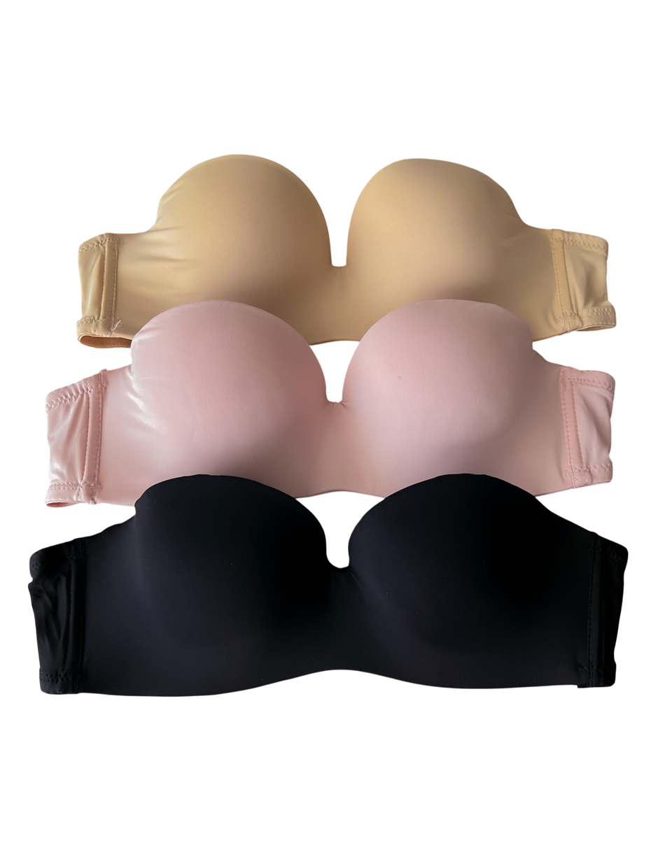 Foto 5 pulgar | Paquete De 3 Brasieres Strapless Tatys Fashion Multicolor Con Tirantes Transparentes