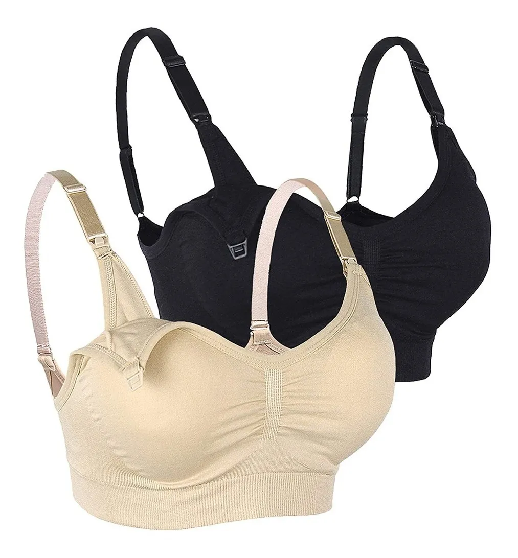 Foto 1 | Brasier de Lactancia Malubero Negro y Beige Copas Ajustables Talla XG 2 Piezas