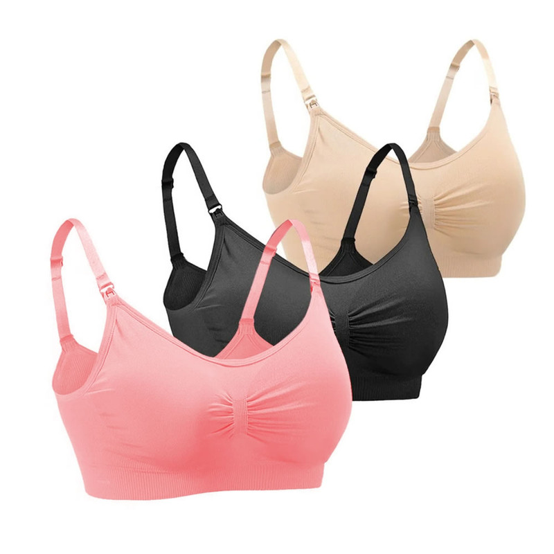 Set de 3 Brassieres de Maternidad y Lactancia Bellati 350 Multicolor Sin Varilla