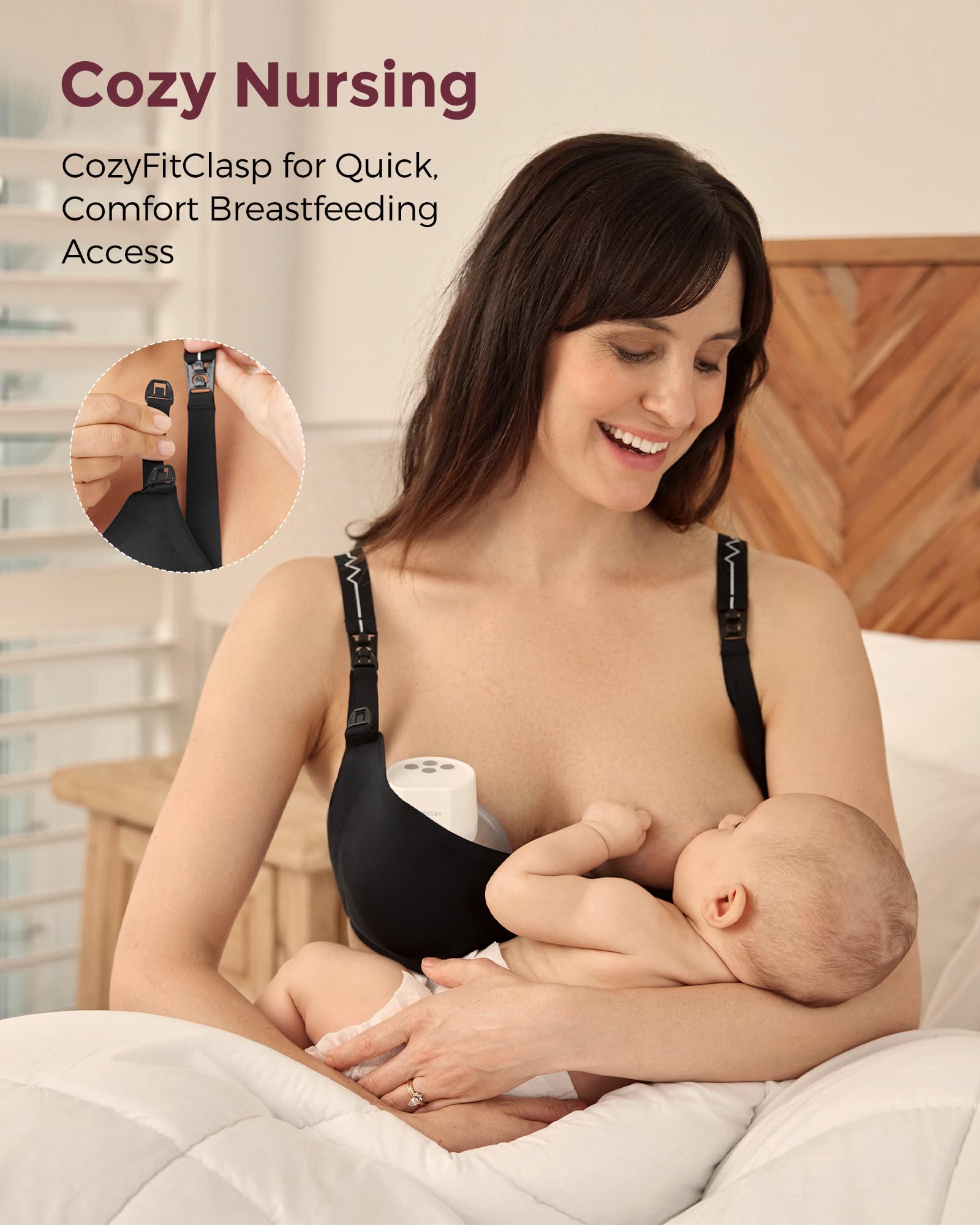 Foto 4 pulgar | Sujetador Momcozy Para Extractor De Leche Portátil, Negro - Venta Internacional.