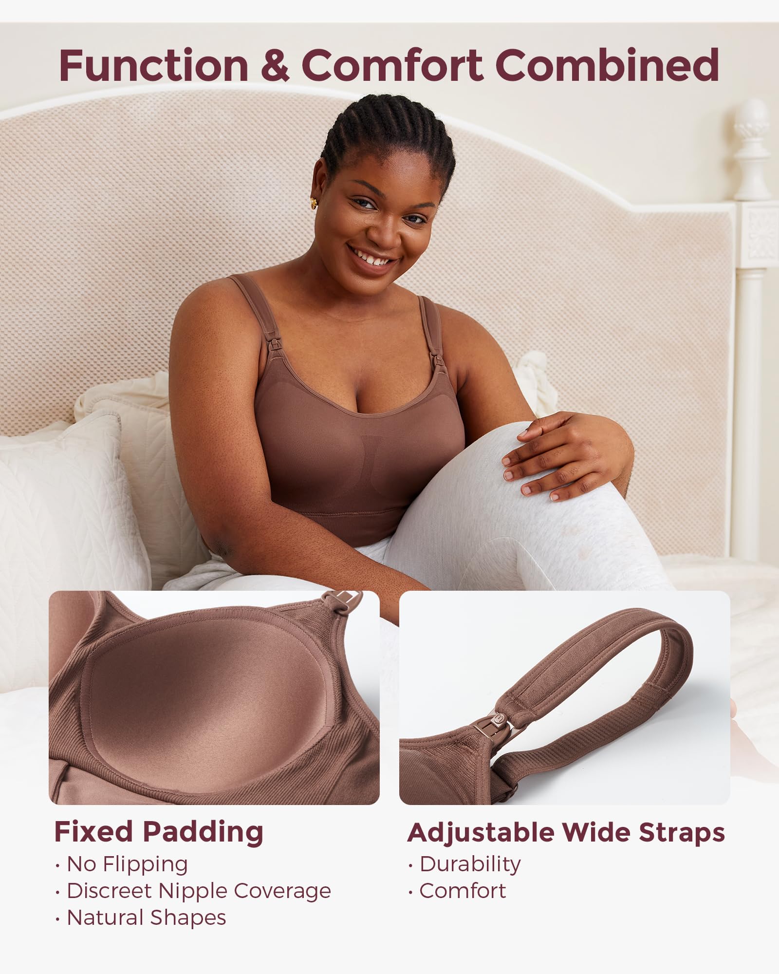 Foto 5 pulgar | Sujetador Momcozy, De Licra, Manos Libres, Con Acolchado Fijo, Color Chocolate - Venta Internacional.