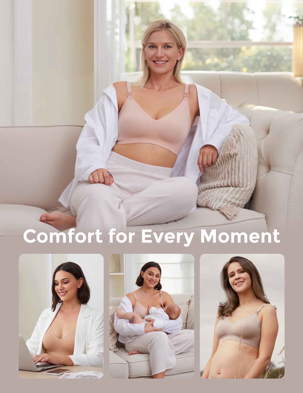 Foto 6 pulgar | Sujetador De Lactancia Momcozy Seamless Ultra Comfort Beige Para Mujer - Venta Internacional.