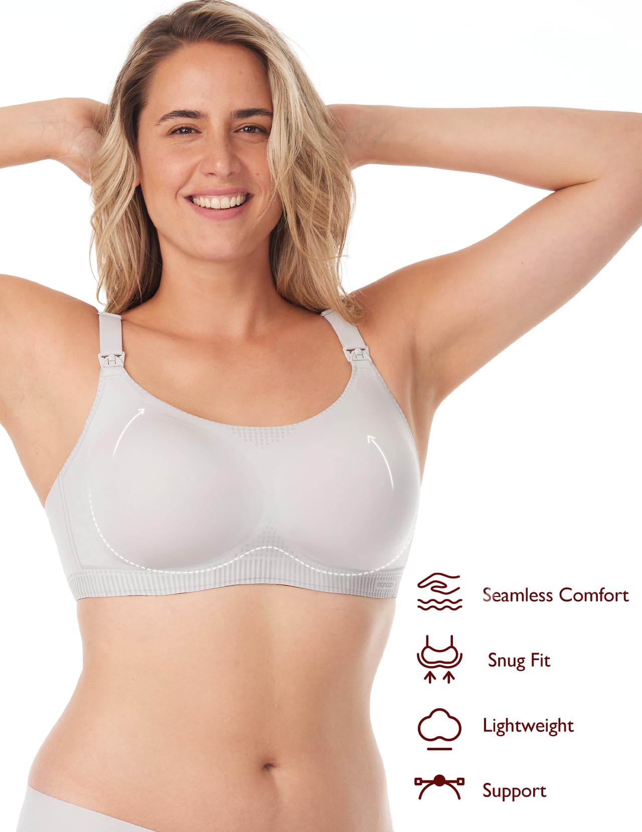 Foto 3 pulgar | Sujetador De Lactancia Momcozy Seamless Ultra Comfort Gris Claro - Venta Internacional.