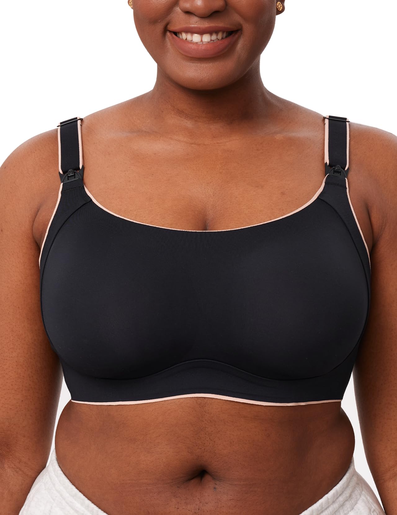 Sujetador De Lactancia Momcozy Busty, Cobertura Total, Cuello En U, Inalámbrico, Negro - Venta Internacional.