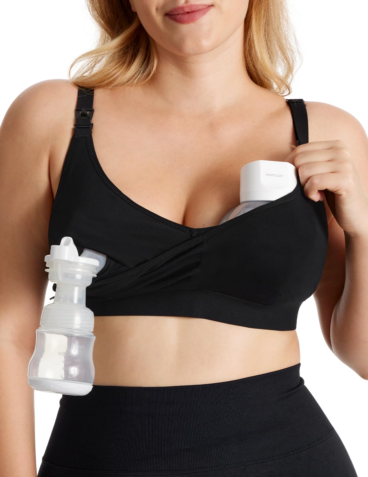 Sujetador Momcozy Con Cuello En V, Manos Libres, Negro, Para Usar Todo El Día - Venta Internacional.