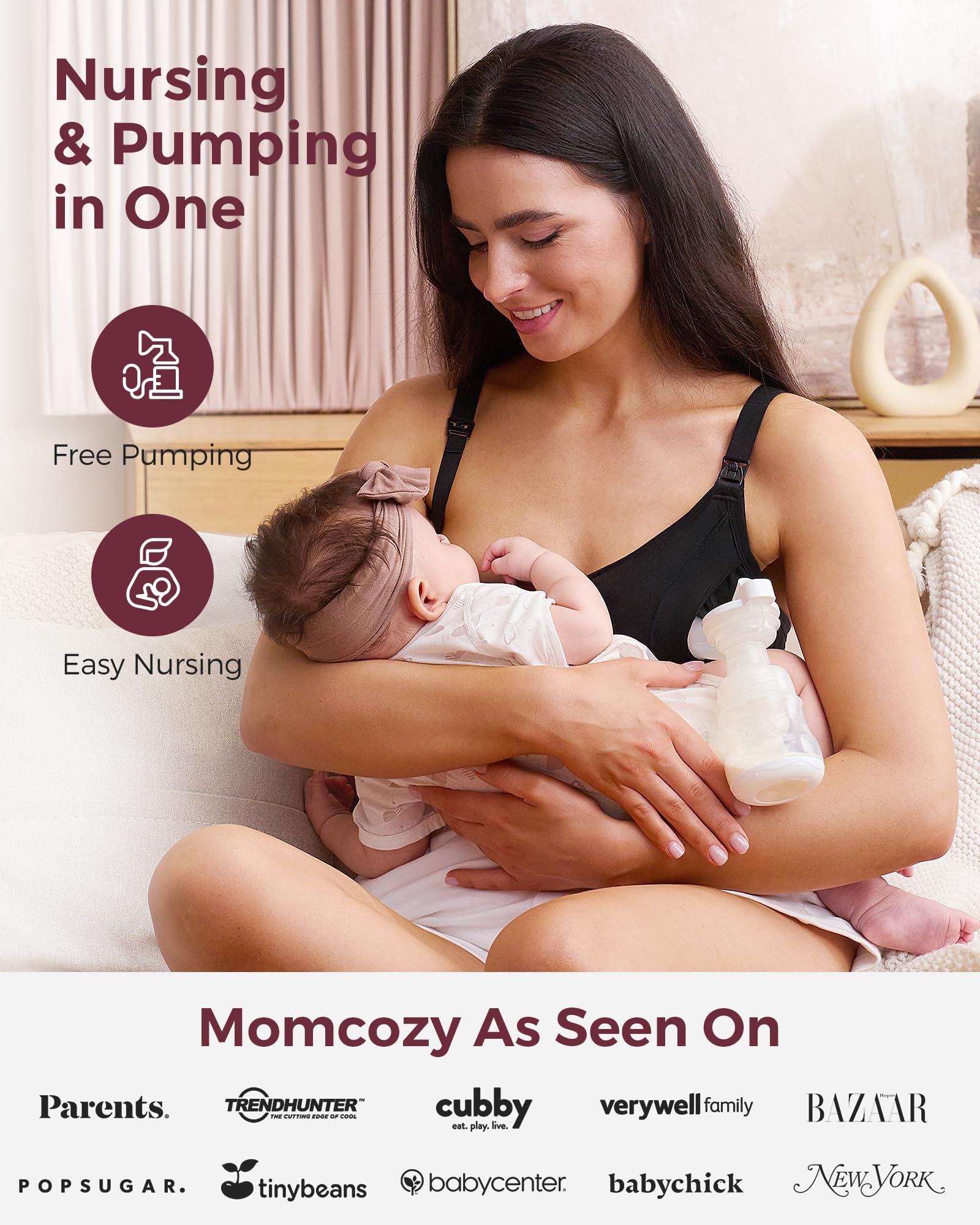 Foto 5 pulgar | Sujetador Momcozy, Manos Libres, Mejorado, Ajustable, Negro - Venta Internacional.