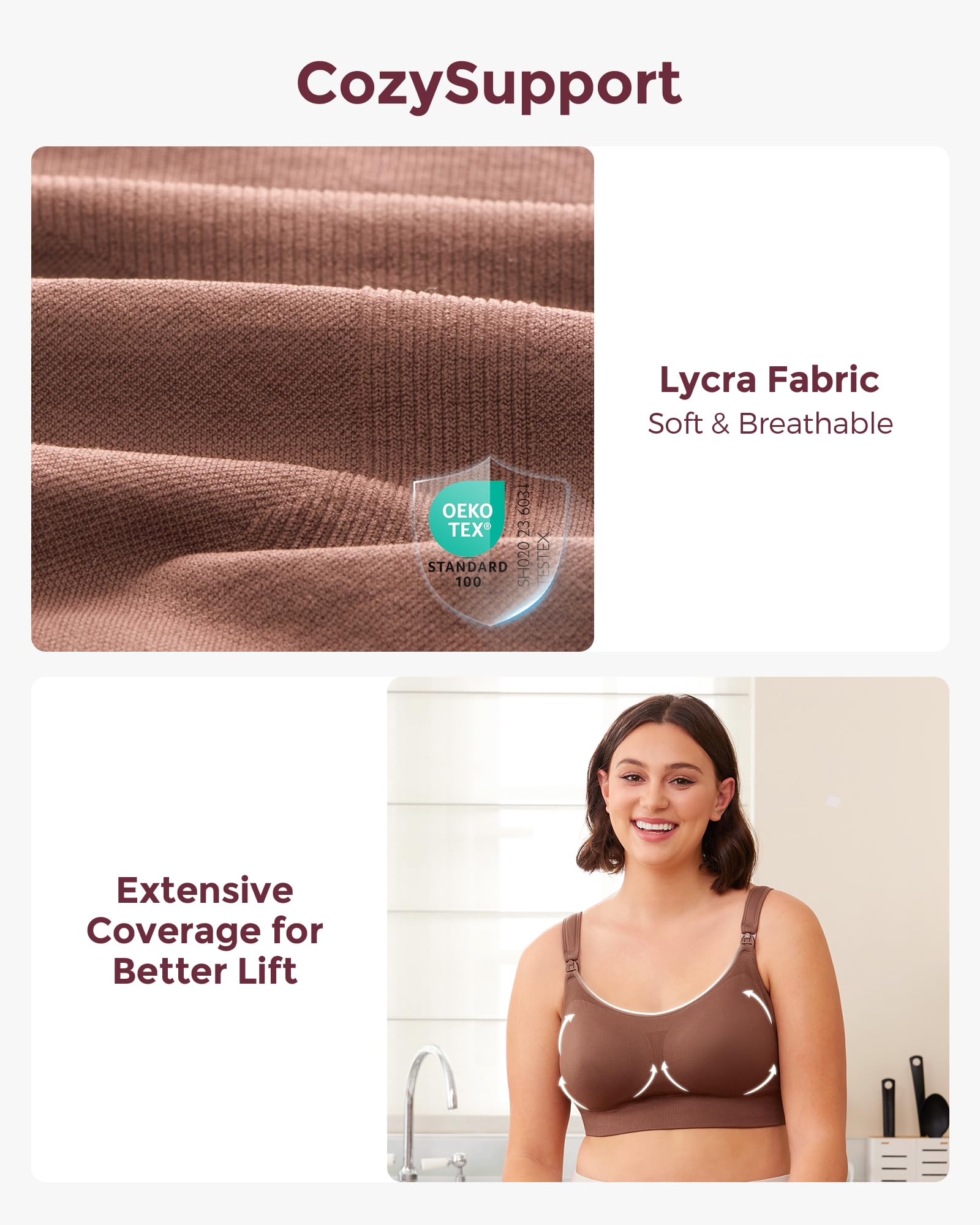 Foto 3 | Pumping Bra Momcozy, De Licra, Manos Libres, Para Amamantar, Chocolate - Venta Internacional.