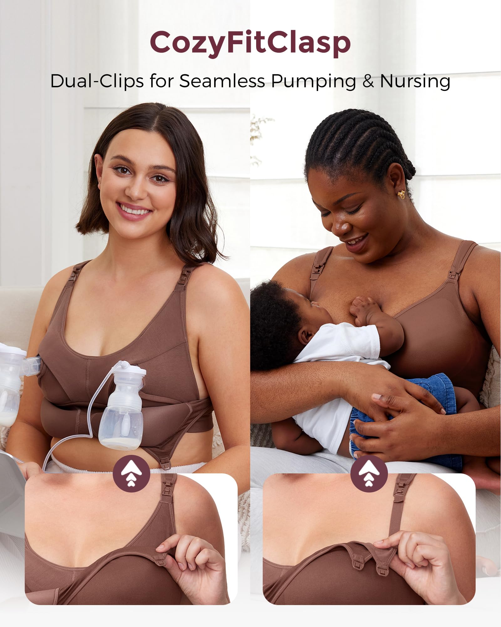 Foto 7 pulgar | Pumping Bra Momcozy, De Licra, Manos Libres, Para Amamantar, Chocolate - Venta Internacional.