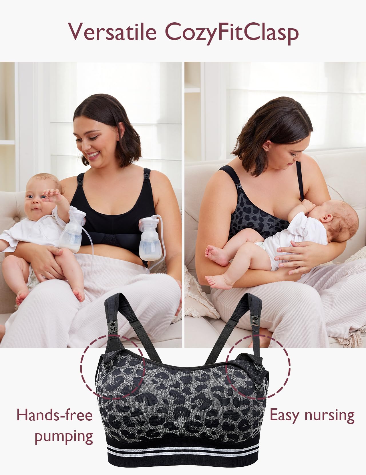 Foto 4 pulgar | Sujetador Momcozy Sin Costuras 4 En 1 Manos Libres Negro Leopardo - Venta Internacional