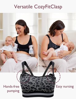 Foto 3 | Sujetador Momcozy Sin Costuras 4 En 1 Manos Libres Negro Leopardo - Venta Internacional