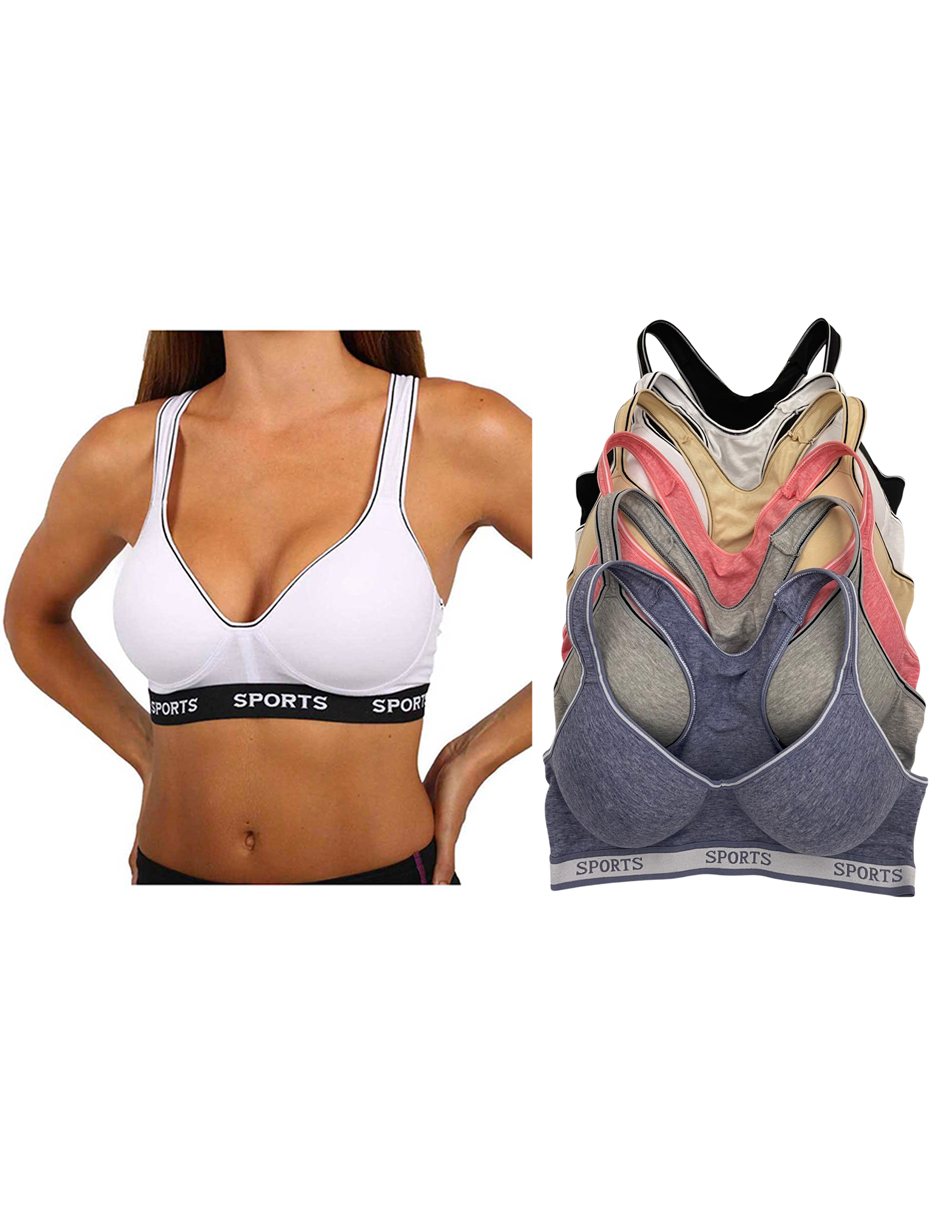 Foto 2 pulgar | Brasier Deportivo De Algodón Tatys Fashion Paquete Con 6 Bras