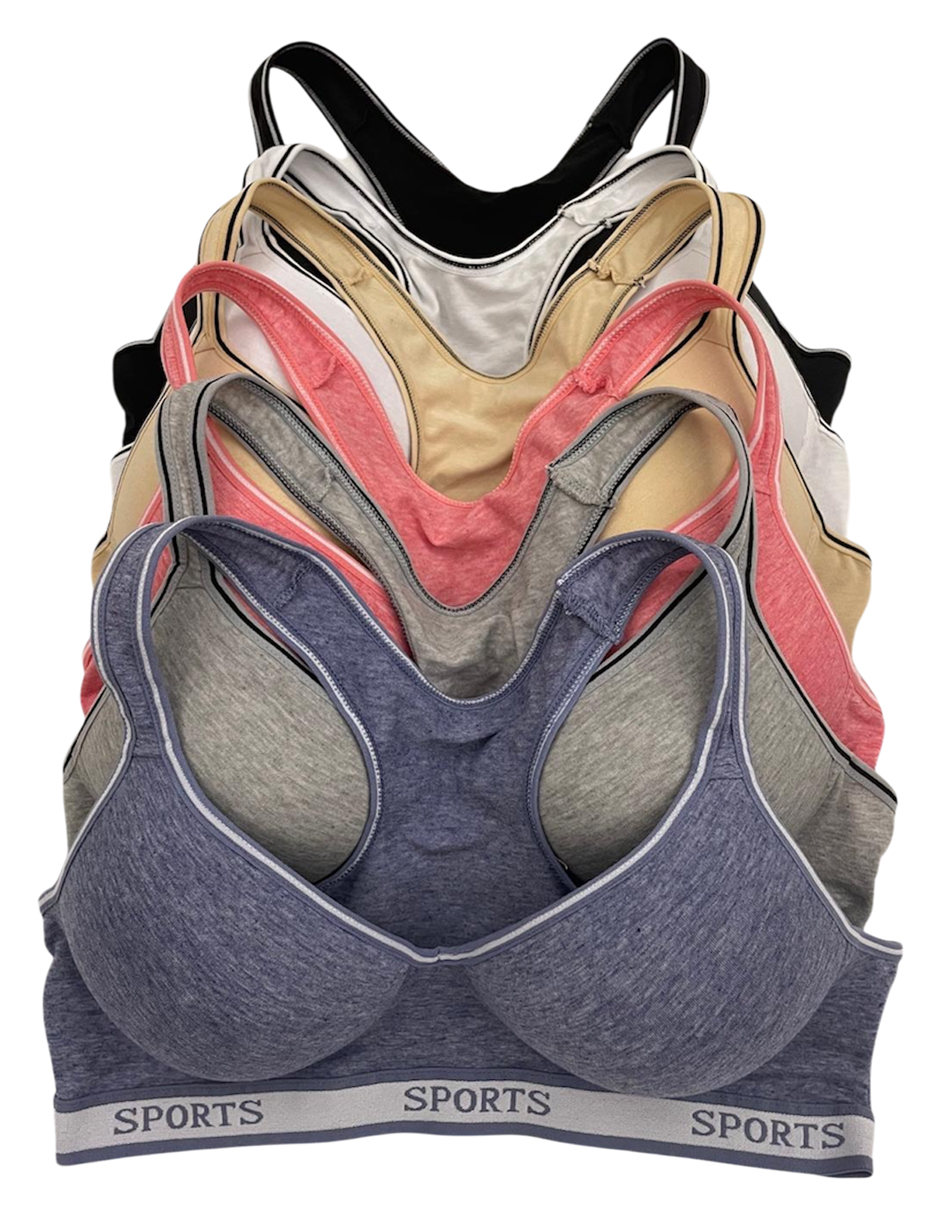 Foto 3 pulgar | Brasier Deportivo De Algodón Tatys Fashion Paquete Con 6 Bras