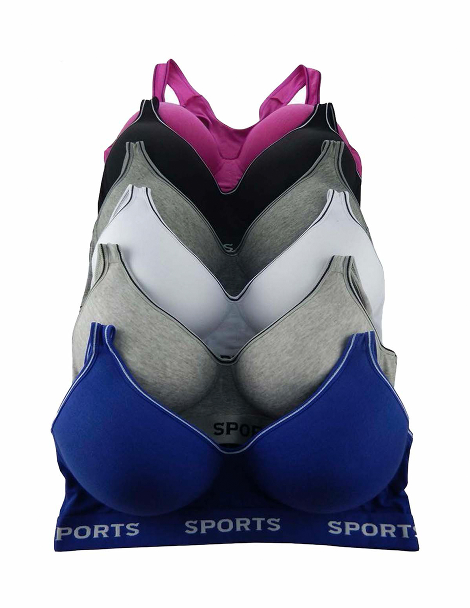 Foto 4 pulgar | Brasier Deportivo de Algodón Tatys Fashion Multicolor Copa D 6 Piezas