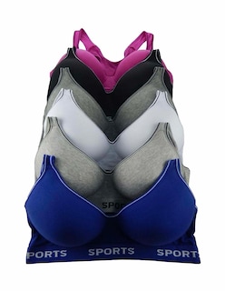 Foto 3 | Brasier Deportivo de Algodón Tatys Fashion Multicolor Copa D 6 Piezas