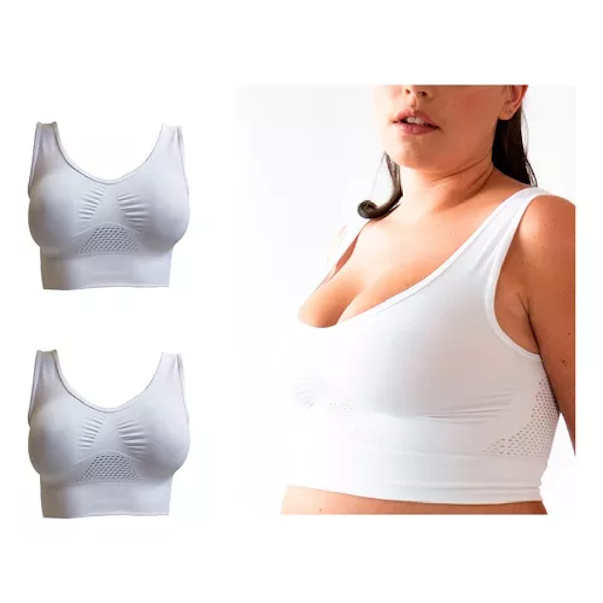 Foto 3 pulgar | Set de Top para Dama 1 de Control + 1 de Descanso + Panty de Regalo Blanco I Love Shape