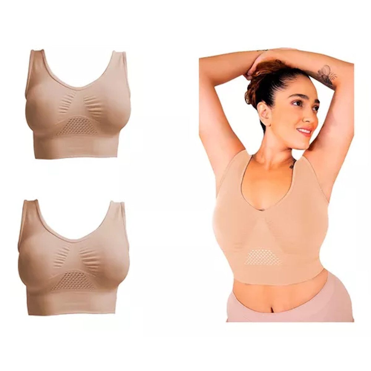 Foto 3 pulgar | Kit de 2 Bra I Love Shape M2224+2024 Fresh 1 de Control + 1 de Descanso y Panty Nude