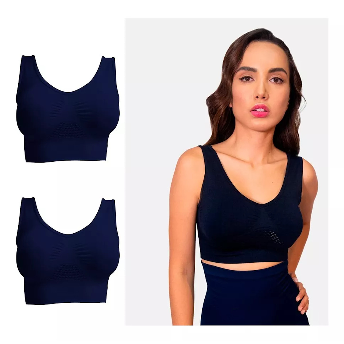 Foto 2 | Kit 2 Bra Fresh I Love Shape M2224+2024 color Azul 1 de Control más 1 de Descanso y Panty de Regalo