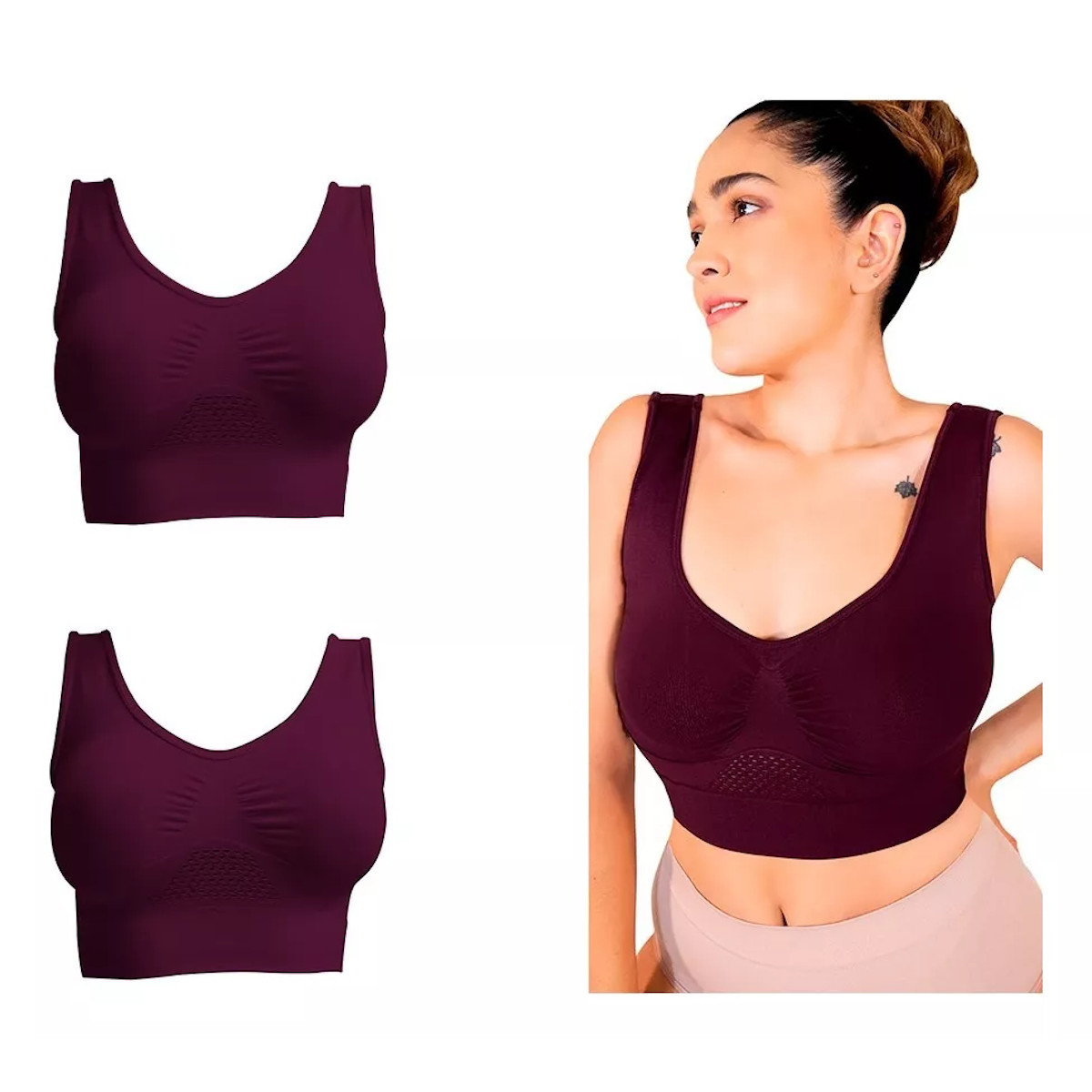 Foto 3 pulgar | 2 Brasier Fresh y un Panty I Love Shape M2224+2024 color Vino para Mujer