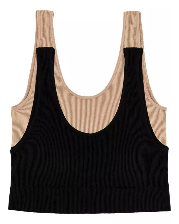 Foto 2 pulgar | Top Gap Body Bra Mujer 2 Pack Seamless Brasier Copas Removibles Azul Rosa