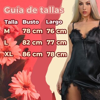 Foto 8 | Lencería Baby Doll Con Encaje Camison Talla M
