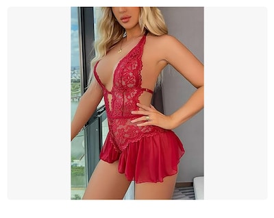 Foto 5 | Lencería 1 Pieza Encaje Baby Doll Rojo