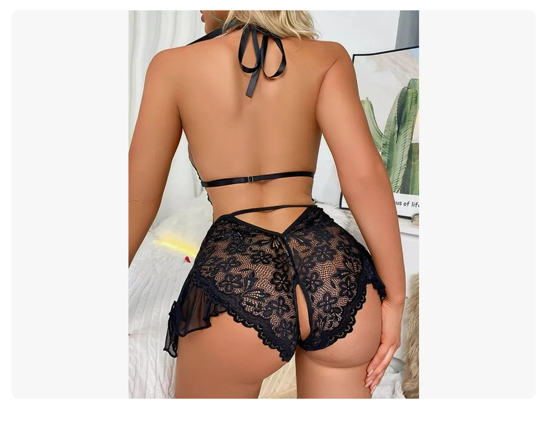 Lencería 1 Pieza Encaje Baby Doll Negro
