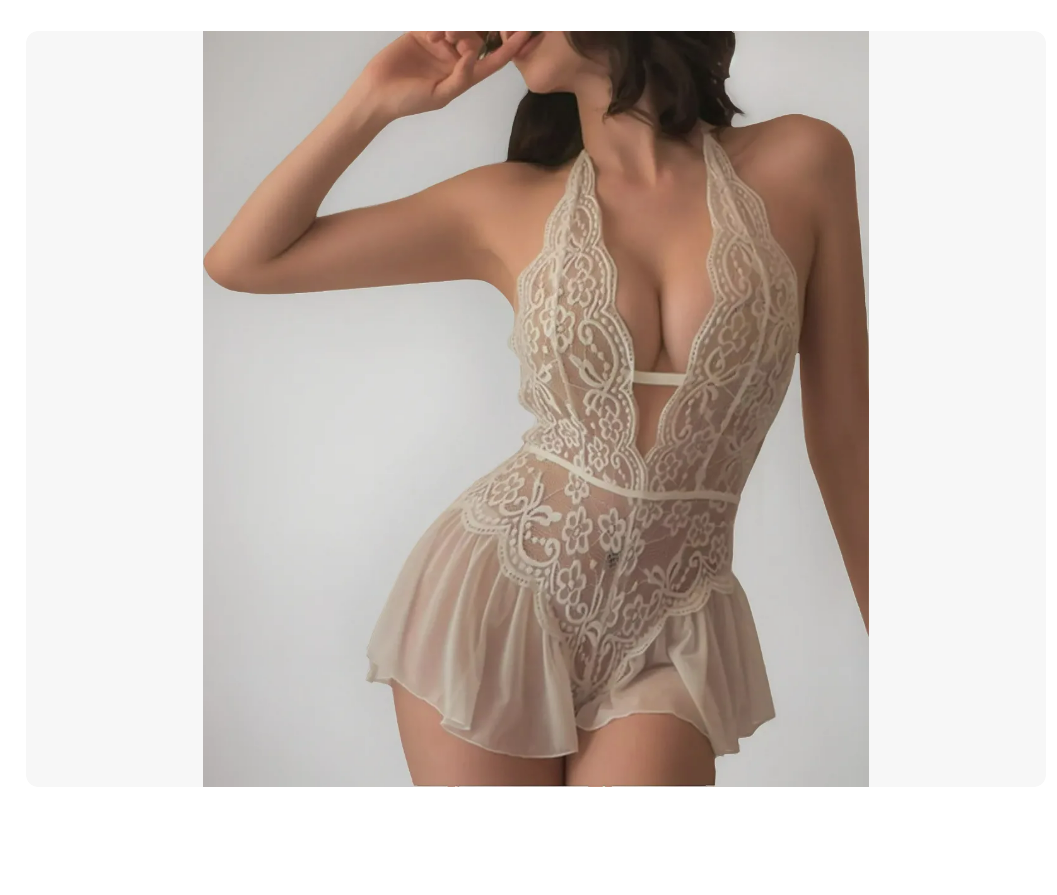 Lencería 1 Pieza Encaje Baby Doll Blanco