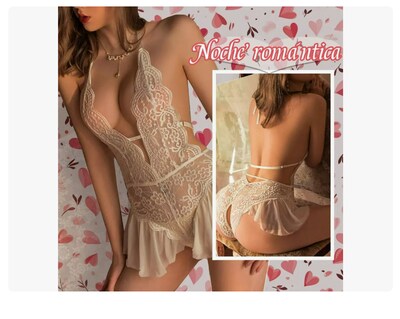 Foto 3 | Lencería 1 Pieza Encaje Baby Doll Blanco