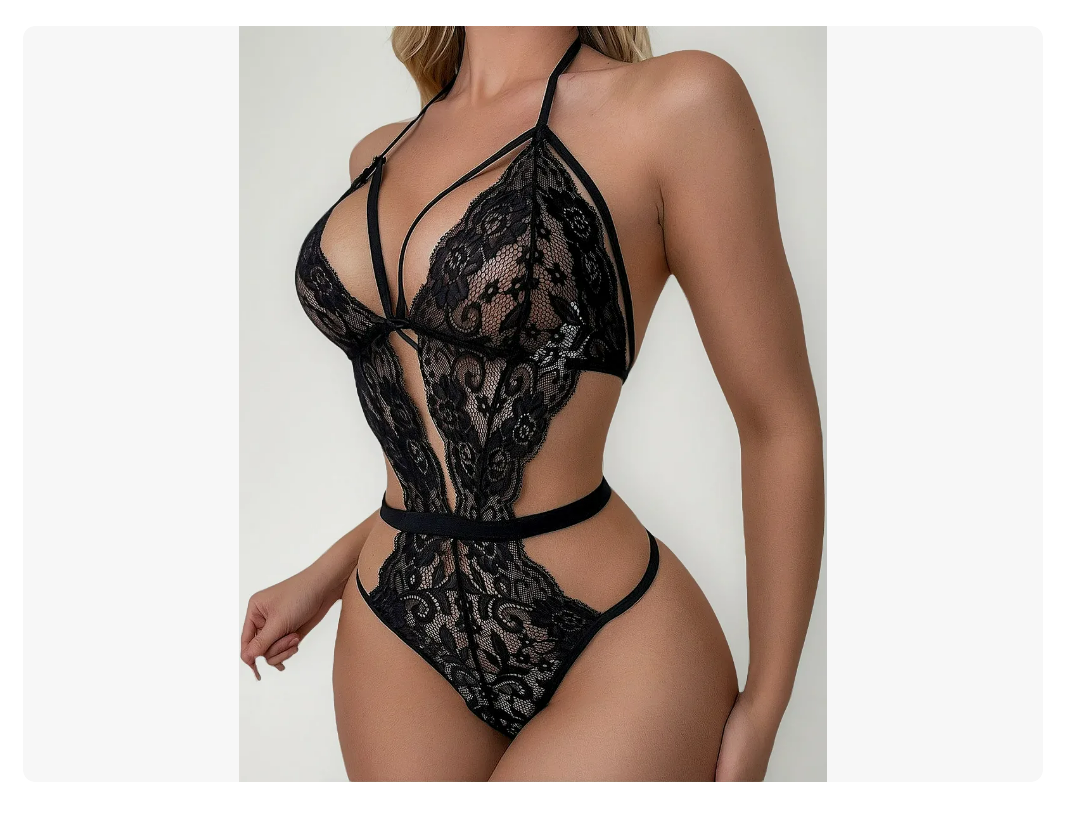 Lencería Encaje Sexy Mujer Baby Doll Negro