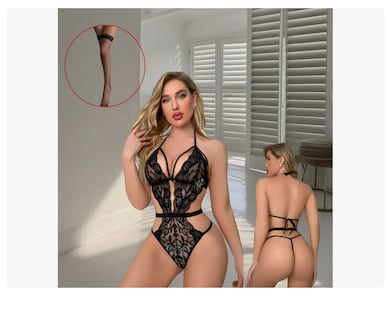 Foto 2 | Lencería Encaje Sexy Mujer Baby Doll Negro