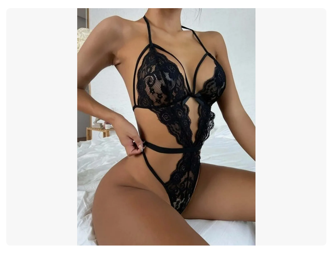 Foto 3 | Lencería Encaje Sexy Mujer Baby Doll Negro