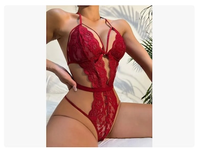 Foto 3 | Lencería Encaje Sexy Mujer Baby Doll Rojo