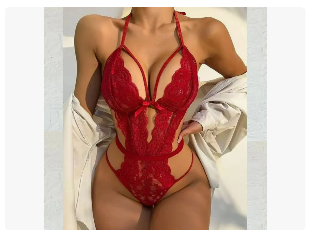 Foto 6 pulgar | Lencería Encaje Sexy Mujer Baby Doll Rojo