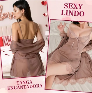 Foto 5 | Conjunto De Camisón De Encaje Para Mujer Pijama Sexy 4pcs
