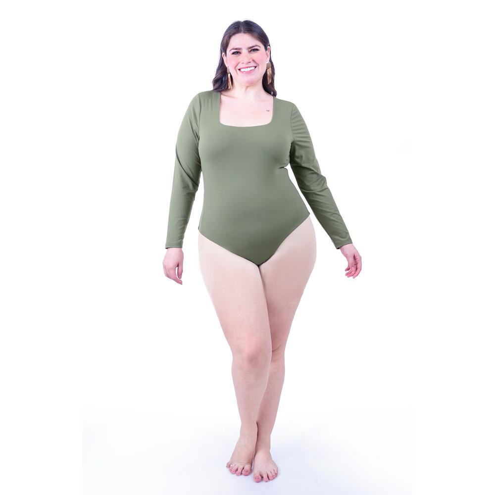 Foto 5 | Body Escote Cuadrado Roman Fashion /tallas Extras, 008 (verde Militar) Verde