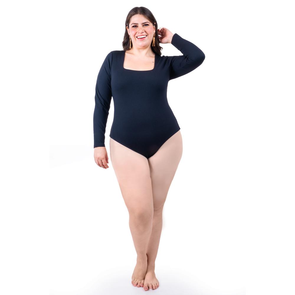Foto 5 pulgar | Body Escote Cuadrado Roman Fashion /tallas Extras, 008 (negro) Negro