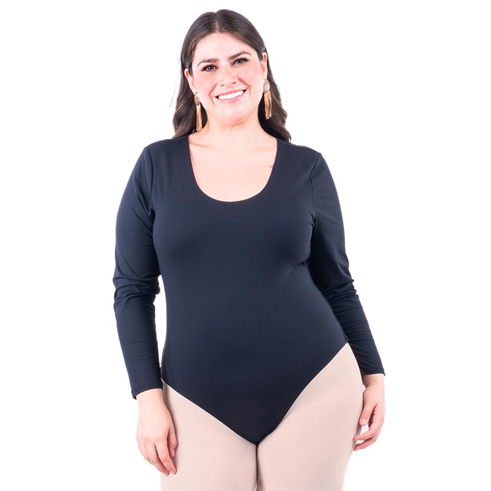 Foto 1 | Body Manga Larga Roman Fashion / Tallas Extras, 007 (negro) Negro