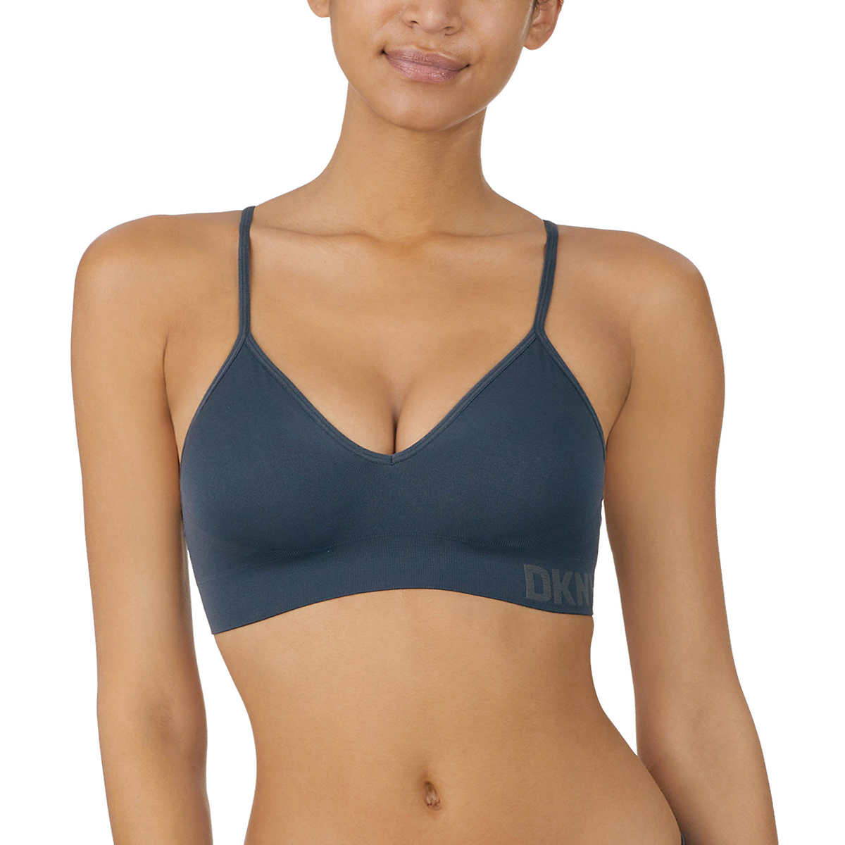 Foto 4 pulgar | Brasier DKNY 2 Pack Seamless Stretch Bra Azul y Gris para Mujer