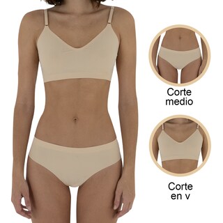 Foto 4 | Conjunto Lencería Top V y Calzón D'ssentials Dsts02 Nude Sin Costuras Paquete 6 Pzs