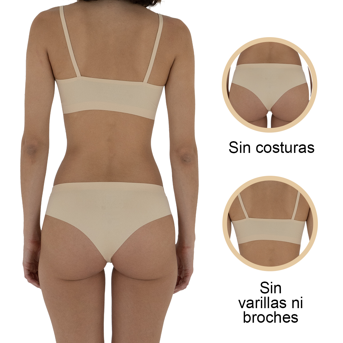 Foto 5 | Conjunto Lencería Top V y Calzón D'ssentials Dsts02 Nude Sin Costuras Paquete 6 Pzs