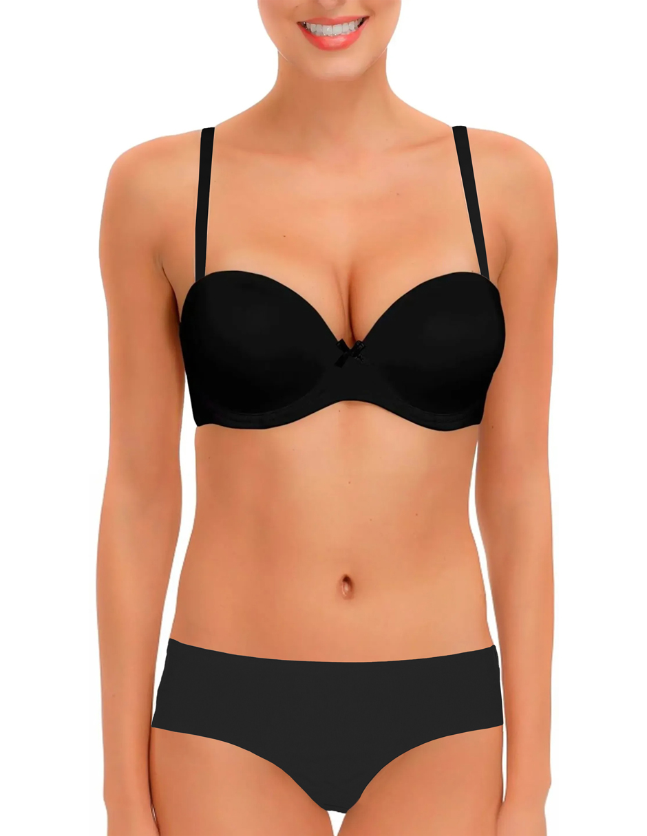 Foto 2 pulgar | Set de Brasier Push Up Y Panty din Costuras Tatys Fashion