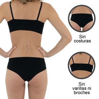 Foto 5 | Conjunto Lencería Top Y Calzón D'ssentials Dsts01 Negro Sin Costuras Paquete 6 Pzs