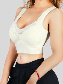 Foto 4 | Brasier Push Up Con Encaje Floral Bra-1001 Blanco Soporte Total Y Diseño Cómodo