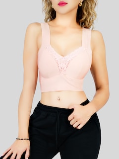 Foto 5 | Brasier Push Up Con Encaje Floral Bra-1001 Coral Soporte Total Y Diseño Cómodo